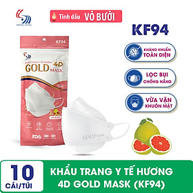 Khẩu trang y tế Hương tinh dầu Vỏ Bưởi 4D Gold Mask KF94 - Túi 10 chiếc