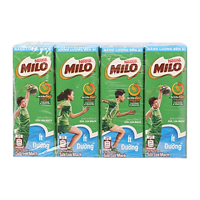 Lốc 4 Hộp Sữa Nestlé Milo Ít Đường x 180ML