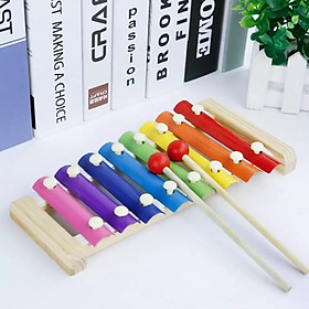 Đàn Xylophone Khung Gỗ 8 Thanh Phát Ra Âm Thanh Cho Bé Làm Quen Với Âm Nhạc