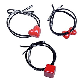 3 Pieces Women Girls Acrylic Hair Band Rope Elastic Tie Ponytail Holder Ring