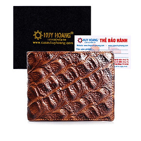 HJ2118 - Bóp nam Huy Hoàng vân cá sấu gai lớn màu nâu