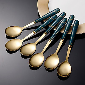 Mua Hộp 6 muỗng vân đá inox sang trọng   muỗng ăn decor   thiết kế tinh tế   kiểu dáng Tây Âu phù hợp dùng trong mọi hoàn cảnh trang trí bàn ăn rất đẹp và sang