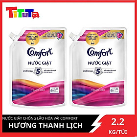 Combo 2 Nước giặt chống lão hóa vải Comfort hương Thanh Lịch túi 2,2KG