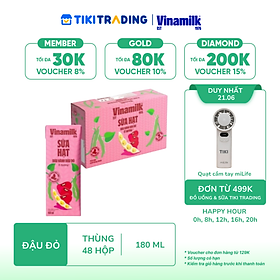Thùng 48 hộp Sữa đậu nành Vinamilk hạt đậu đỏ 180ml