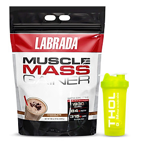 Thực phẩm Hỗ trợ Tăng cân - Tăng Cơ Muscle Mass Gainer 5.443 Kg của Labrada + Tặng kèm Bình lắc (Màu ngẫu nhiên) 600ml