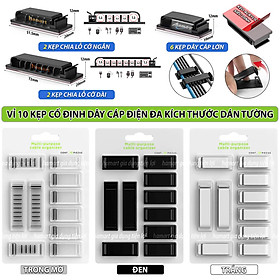 Mua Vỉ 10 Kẹp Dây Cáp Điện Bàn Làm Việc Keo Acrylic Dán Tường Chốt Cố Định Chống Rối Thu Gọn Cáp Sạc