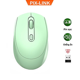 Chuột Không Dây PIX-LINK P100 Wireless 2.4Ghz Sạc Pin, Chống Ồn, DPI1600 Dùng Cho Máy Tính, Laptop, Tivi-Hàng Chính Hãng