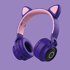 Mua Tai nghe chụp tai kết nối hình mèo bluetooth 5.0    Tai nghe mèo có led   kèm dây AUX .