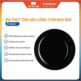Đĩa/Bộ 4 đĩa (dĩa) thủy tinh sâu lòng Luminarc Friend's Time màu đen 17cm P6365 | Hàng chính hãng