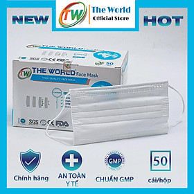 [HỘP-50 CÁI] Khẩu trang y tế 4 lớp The World kháng khuẩn, bụi mịn - Hàng Chính Hãng The World