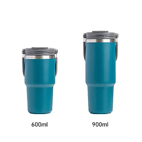 Ly Giữ Nhiệt inox 304 không gỉ sét kèm quai xách và ống hút Mishio size 600ml và 900ml - Hàng chính hãng