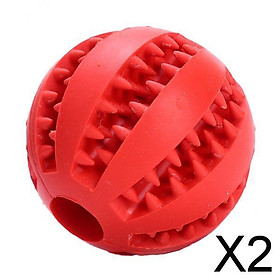 2x5cm Rubber Ball Chews Cleaning Dog Training Teeth Toy Red