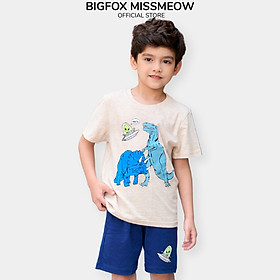 Bộ đồ cộc tay Bigfox size đại cho bé trai vải cotton mềm mát kiểu dáng Hàn Quốc in khủng long cỡ 3-11 tuổi 30kg 35kg - 100cm, 12-14kg (3) - 23H BỘ BT CỘC BE K.LONG