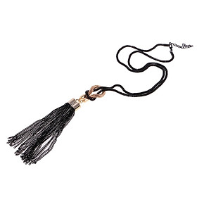 Fashion Tassel Pendant Statement Long Chain Sweater Necklace Jewelry Black