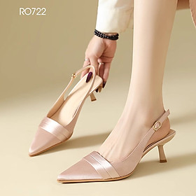 Giày cao gót nữ quai sau ROSATA RO722 - 6p - Đen, Hồng - HÀNG VIỆT NAM-BKSTORE