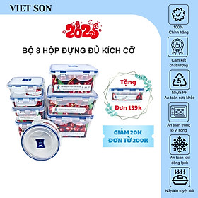 Hộp Nhựa Việt Son Lock Kín Hơi (Bộ 8 Hộp) Đựng Thực Phẩm