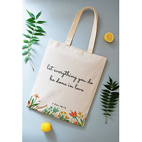 Túi vải Canvas (tote shopping bag) Câu Lời Chúa 4 (1 Cor 16,14)