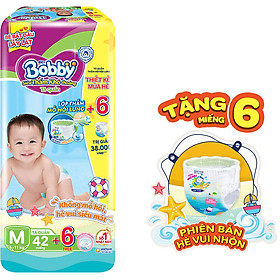Tã Quần Bobby Đệm Lưng Thấm Mồ Hôi M42 (42 Miếng) - Tặng 6 Miếng Phiên Bản Hè Vui Nhộn