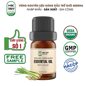 Tinh Dầu Sả Chanh VN Nguyên Chất Hữu Cơ MỘC THỦY 100ML - Lemongrass Essential Oil - Khử Mùi Xông Thơm Phòng, Thư Giãn - Đạt chuẩn chất lượng kiểm định