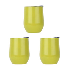 Insulated Stainless Steel Wine Double Wall Vacuum Cup 12oz Yellow x3