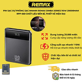 Mua Pin sạc dự phòng sạc nhanh REMAX Dinba Series 110W 20000mAh RPP-669 chất liệu bền bỉ  thiết kế hiện đại - Hàng chính hãng