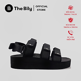 Giày Sandal Nữ The Bily 04W 3 Quai Ngang - Màu Đen BL04WD