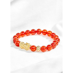 Vòng tay mã não đỏ phối tỳ hưu mạ vàng Ngọc Quý Gemstones