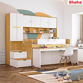 Mua Giường tầng thông minh đa năng Ohaha nhiều tủ có bàn học - GTĐN008
