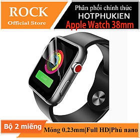 Bộ 2 miếng dán màn hình silicon chống trầy cho Apple Watch 38mm hiệu Rock Hydrogel (chống trầy, chống bụi, chống thấm, độ trong tuyệt đối) - Hàng chính hãng - Clear