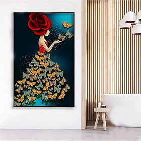 Tranh Nghệ Thuật - Tranh Treo Tường Thiếu Nữ Hoa Bướm