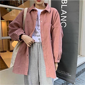 Áo khoác nhung sơ mi form rộng cao cấp chuẩn shop - hình thật 100%