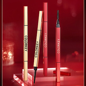 Colorkey Dual-ended Eyebrow Pencil with Brush Waterproof Long-lasting Natural Eyebrow Pen Eye Makeup -Red tube