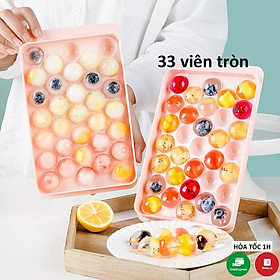 Mua KHAY LÀM ĐÁ TRÒN 33 Ô CÓ NẮP ĐẬY CHẤT LIỆU NHỰA PP AN TOÀN -KHUÔN VIÊN TRÒN CÓ THỂ LÀM KEM ĐÁ   THẠCH RAU CÂU HOA QUẢ
