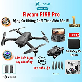 Mua Máy bay Flycam mini 4k giá rẻ Drone F198 có 2 camera kép HD động cơ không chổi than siêu bền chịu mọi va đập  nhào lộn 360 độ Tặng túi đựng chống sốc - Hàng chính hãng