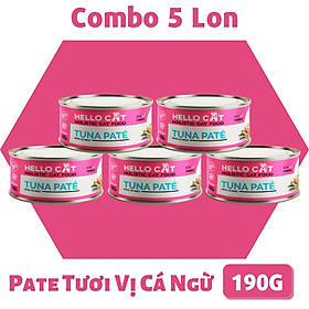 Combo 5 Lon Pate Cho Mèo Vị Cá Ngừ - Hello Cat Tuna Pate 190G