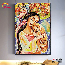 Mua Tranh tô màu theo số Gam Tình mẫu tử mẹ con CN3074