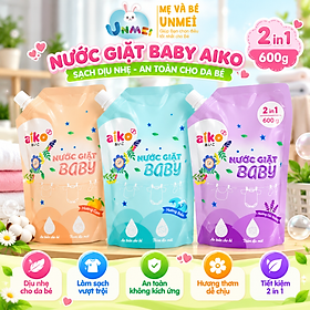 Nước giặt xã Aiko Baby 2in1 600ml cho bé sơ sinh