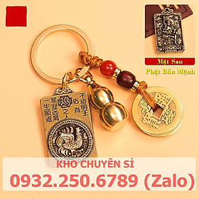 Móc Khóa 3 Món Dây Vàng 5 Đồng Xu,Quả Bầu Rỗng Mix Thẻ Bài 2 Mặt 8 Vị Phật Hộ Mệnh Phù Trợ 12 Con Giáp