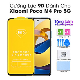 Kính cường lực 9D Dành Cho Xiaomi Poco M4 Pro 5G Full keo - Handtown - Hàng Chính Hãng