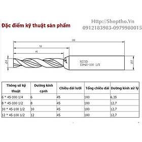 Mũi phay xoắn Spiral đục mộng gỗ tự nhiên cốt 6.35 VÀ 12.7mm