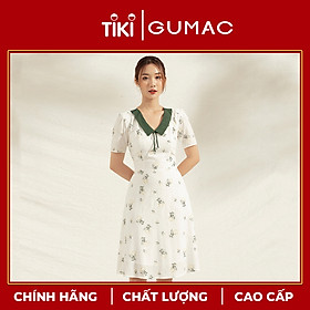 Đầm nữ cao cấp thiết kế hoa phối cổ DA1152 GUMAC chất lụa mềm mịn thoáng mát