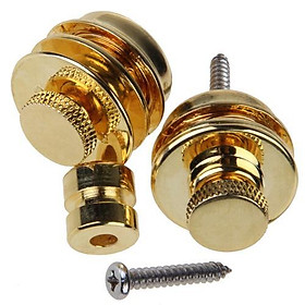 2x Flat Head Strap Locks For Electric Guitar Gold-plating