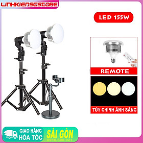 Hình ảnh Bộ kit studio đèn trợ sáng BÓNG NẤM + CHUÔI E27 LR + CHÂN 2 MÉT CÓ REMOTE điều chỉnh màu spa livestream quay phim chuyên nghiệp