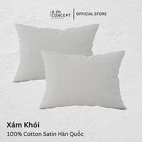 Mua Vỏ Gối Nằm Cotton Satin Hàn Quốc Cao Cấp À Ơi Concept Màu Trơn Size 50x70 cm