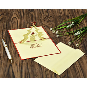 Thiệp nổi 3D handmade, 3D pop-up card, Cây thông cho ngày Giáng sinh, Merry Christmas card size 10x15cm CN033