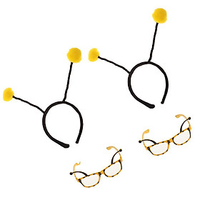4pcs Novelty Yellow Bumble Bee Headband Eye Glasses Birthday Party Christmas