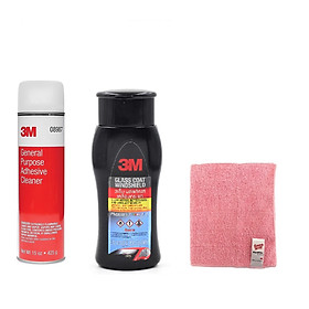 Combo Dung Dịch Tẩy Nhựa Đường (425g) Và Dung Dịch Chống Bám Nước Trên Kính Xe 3M (200ml) + Tặng Khăn Lau Xe Hơi 3M