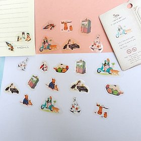 Bộ 40 Sticker Hình Dán Mini Cuộc Sống Của Thú Cưng