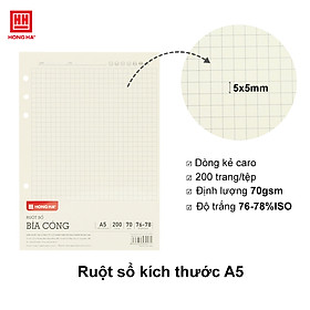 Ruột thay thế, Tập giấy refill sổ bìa còng Binder A5/B5 200 trang Hồng Hà - 3015/3016/3017/3018