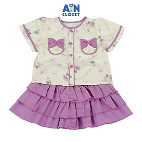 Bộ quần áo Ngắn bé gái họa tiết Hoa Sim Tím Cotton - AICDBGEVTWLB - AIN Closet